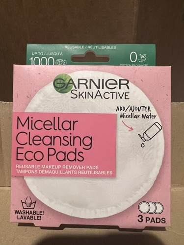 Garnier SkinActive Micellar Cleansing Eco Pads, Reusable, 2 BOXES - 3 PADS EACH