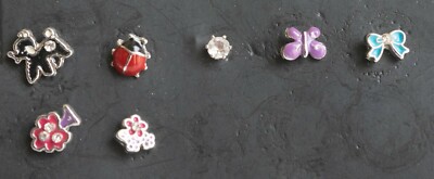 SET of 7 Ladybug Butterfly Flowers Animal Single Earrings