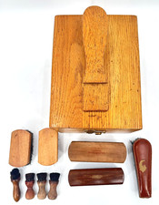 Griffin Shinemaster Wood Shoe Shine Box Kit Includes Brushes