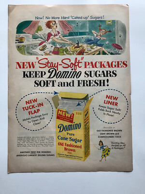 1953 Domino Pure Cane Sugar, Lith-O-Ware Decorator Tray Kits Vintage Print Ads