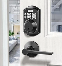 TEEHO TE001 Keypad Digital Deadbolt, Matte Black Weatherproof Keyless Entry