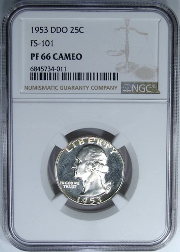 1953 25C NGC PF66CAMEO DDO FS-101 PROOF WASHINGTON ~ BEAUTIFUL GEM!