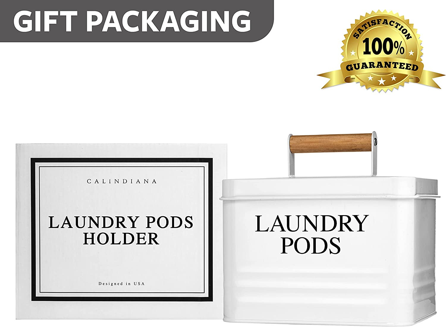 Laundry Pods Holder Container with Lid for Laundry Room Decor and Organization a