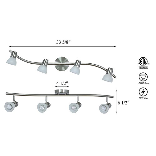 Kitchen Light Brushed Nickel Track Light Modern S-Shaped Ceiling Light Fixture - Picture 3 of 10