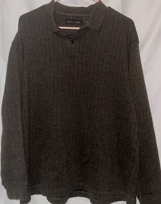 Pierre Cardin Polo Shirt Mens Size Large Soft Long Sleeve Stretch