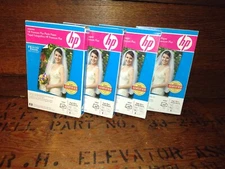 Lot Of 4 HP Inkjet High Gloss Photo Paper Sheets 4 x 6, 60 Sheets Per Box 