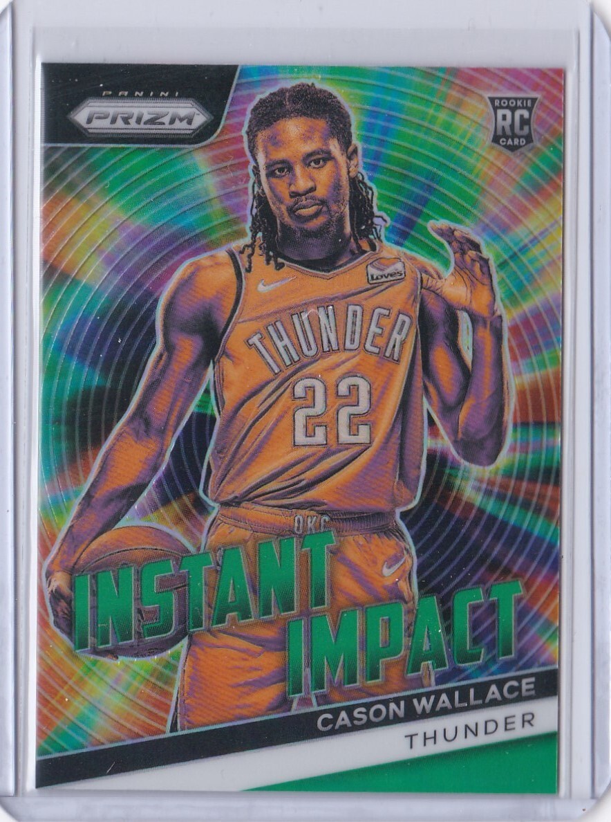 2023-24 Panini Prizm Green Rookie Instant Impact Cason Wallace #15 Oklahoma OKC