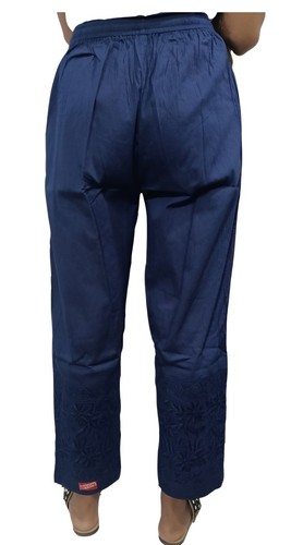 Pants Women Chikan Cotton Lycra Trousers Embroidery Salwar Indian Summer Pajama - Picture 20 of 55