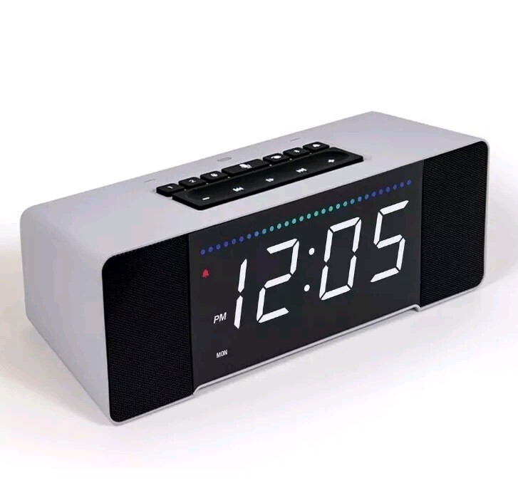 Sandman Doppler Smart Clock w/ Alexa 6 USB portsAlarm WIFI Bluetooth - Moon Grey