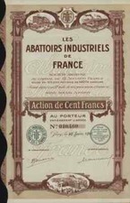 Abattoirs Industriels De France S.A. Paris 100 Francs Schlachthöfe Metzgereien