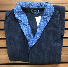 HOM Men's Flowers Kimono Bath Robe - Large - Blue - 400665-00RA-M