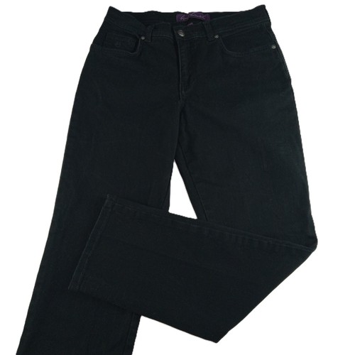 Pantalones de mezclilla para mujer Gloria Vanderbilt Amanda pierna recta talla 6 cortos negros tiro medio