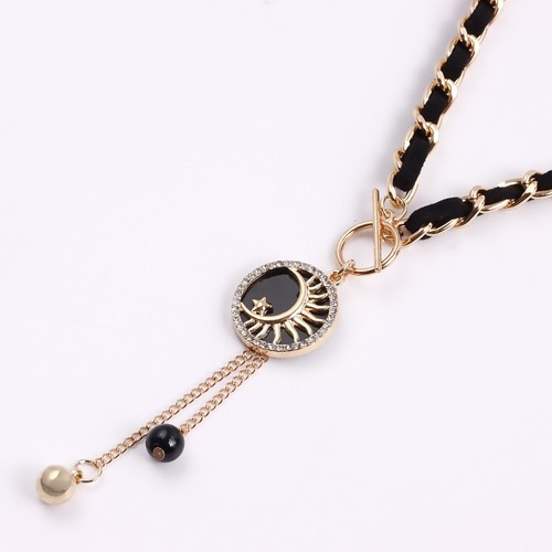 Black Flannel Wrapped Choker Alloy Star Tassel Necklace Gifts - Picture 8 of 19