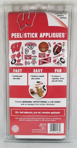 Wisconsin Badgers Peel & Stick Wall Decals Repositionable Reusable Appliques New - Picture 2 of 3