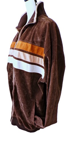 Y2k Koman Trainingsjacke L BAGGY braun orange hellbraun Streifen Velour Hip Hop Urban Vintage - Bild 6 von 14