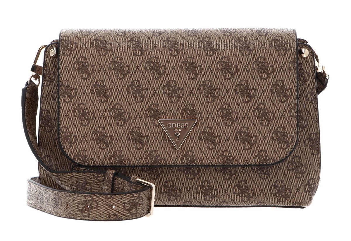 GUESS Meridian Flap Crossbody Bag Umhängetasche Tasche Latte Logo  