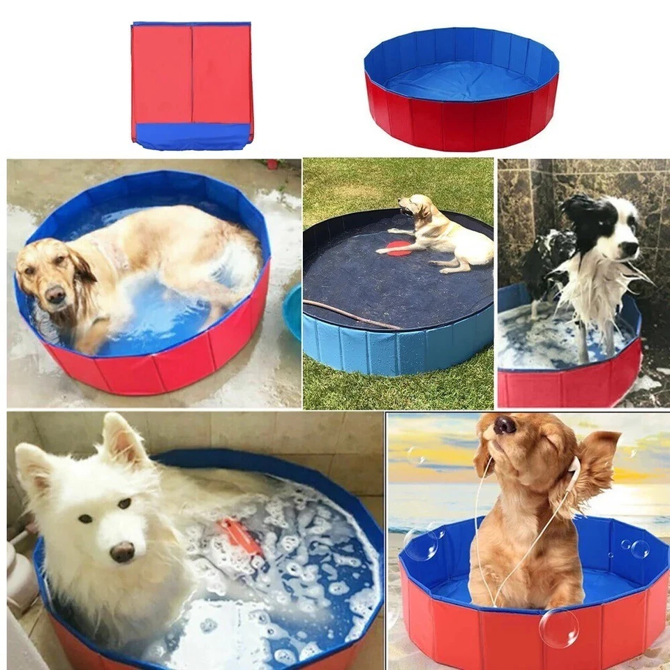 Piscine Extérieure Pliable Portable Animal Compagnie Plastique Baignoire Enfant - Photo 3/4