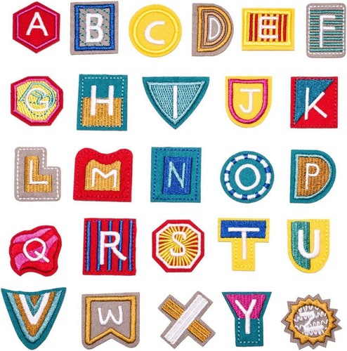 26pcs A-Z Alphabet Letters Patches Iron on Applique Sewing Badge DIY Clothing - Picture 48 of 68