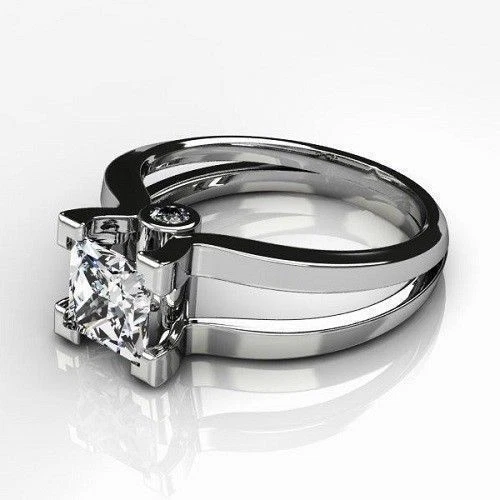2.Ct White Princess Simulated Diamond 14K White Gold Engagement Ring Size 5 1/2 - Image 2 of 4