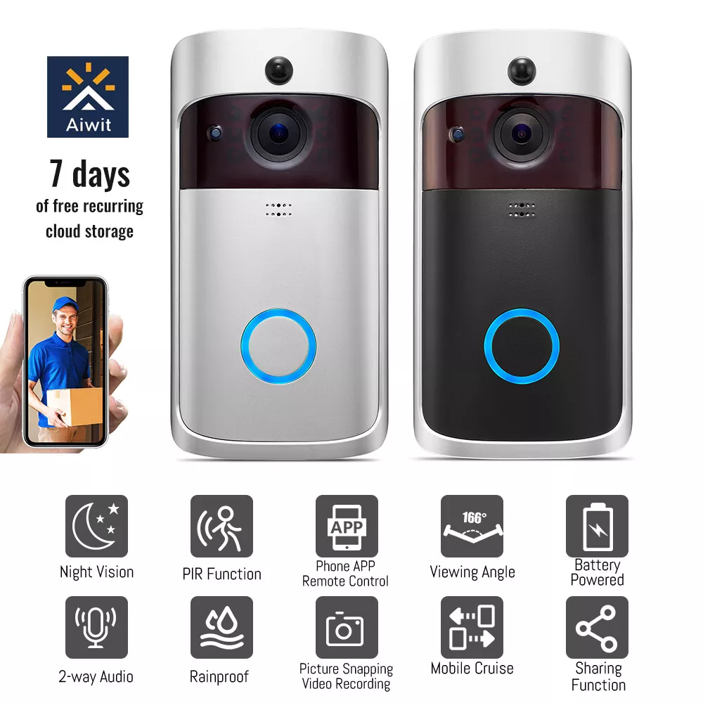 Wireless Video Doorbell Camera, Wifi Video Ring Bell Smart Doorbell with  Chime, Night Vision Home Security Camera Door Bell Kits with HD Video, Free