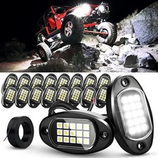 Pure White LED Rock Lights - 16 Pods Underbody Glow Lamp Waterproof Offroad Boat