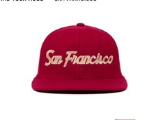 NEW San Francisco Hood Script Snapback Hat Wool Made In USA Coliseum Red Gold