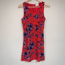 PINS & NEEDLES URban Outfitters Dress Small Floral Shift Red Flowy Elastic Waist