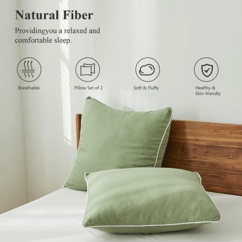 Chic Sage Green Linen Pillow Shams 26"x26" - Soft, Washable, and Stylish - Picture 5 of 11