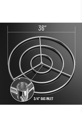 Skyflame 36-Inch Round Fire Pit Burner Ring, 304 Stainless Steel 36" Burner Ring - Picture 2 of 9