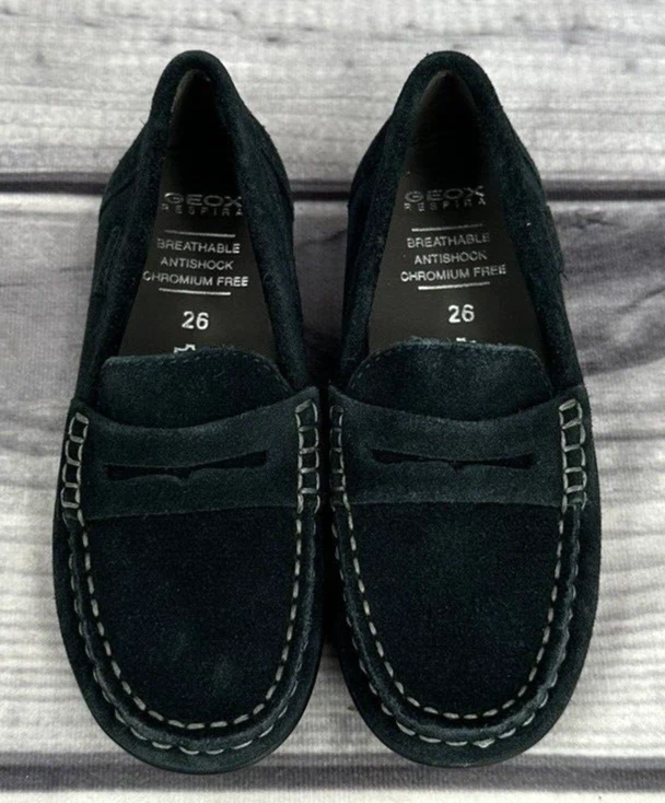 GEOX FAST BOY LEATHER SUEDE LOAFERS Toddler Boy Size EU 26 / US 9 NAVY BLUE - Image 4 of 4