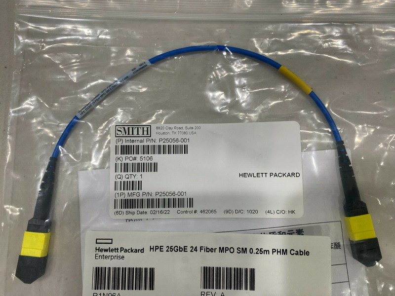 NEW HPE 25GbE 24 fiber MPO SM 0.25m PHM Cable R1N96A P25O56-001 P26135-001