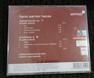 Hans Werner Henze - Symphonies 7 & 8 (CD 2008) SEALED-NEW !!! | eBay