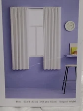 Room Essentials Room Darkening Thermal Window Curtain Panel, White 42 in X 63 in