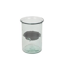 Classic Small 8 Inch Tall Glass Hurricane Rustic Pillar Candle Holder Textured