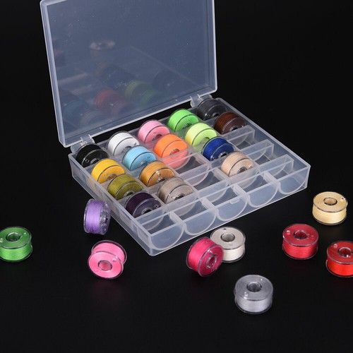 25 Pcs Bobbins Sewing Machine Spools Box Case with Sewing Thread Machine Hand - Picture 5 of 9
