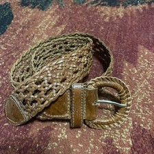 Hollister Leather Belt Rope Braided Women s M Brown Y2K 00s Boho