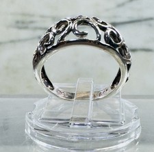 Vintage Sterling Silver Filigree Scroll Ring Openwork Band Size 7 2.52g