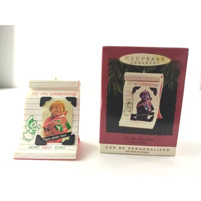 1993 Hallmark Keepsake Our Family Frame & To My Grandma Holder Ornaments