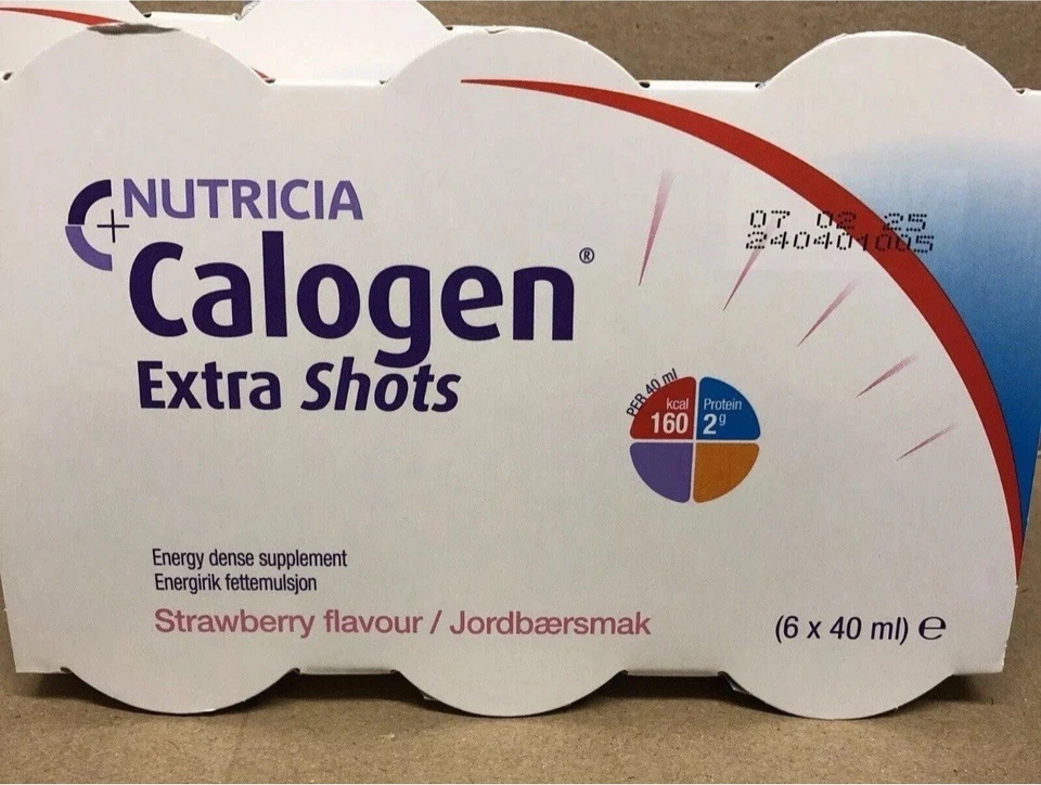 48X NUTRICIA CALOGEN EXTRA SHOTS 40ML. STRAWBERRY FLAVOUR.