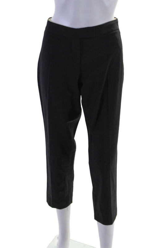 Theory Womens Wool Two Pocket Mid-Rise Tapered Pants Trousers Black Size S