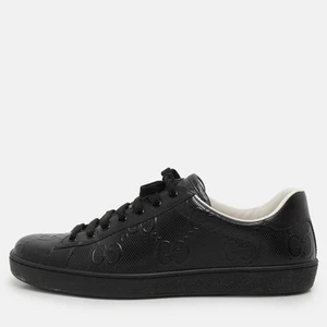 Baskets basses Gucci noir perforé GG cuir gaufré As pointure 42
