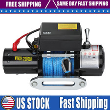 Electric Winch 12v 12000lbs Synthetic Rope Winch Towing For Jeep Truck Off-road