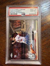 2018 Topps Chrome Jack Flaherty (Cardinals) Rookie Auto Card No. RA-JF PSA 10. rookie card picture