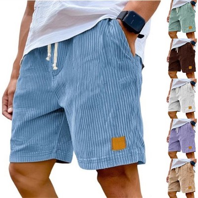 Herren Cord Kordelzug Taille Kordelzug Kurz Hose Shorts Sommer Sportshorts Hosen