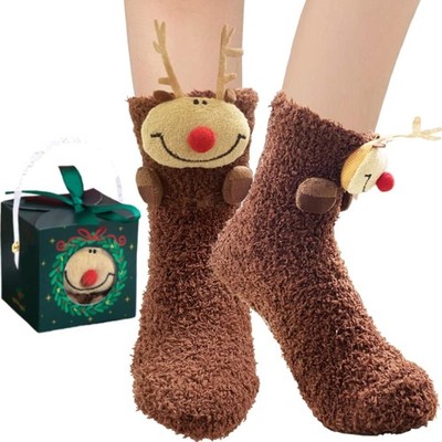 Flauschige Kuschelsocken Damen Weihnachten Geschenk Antirutsch Tierdruck