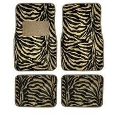 C. P. R. New Animal Print Gold Zebra Floor Mat Set With Vinyl Heel Pad Univer...