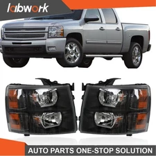 Labwork Headlights For Chevy Silverado 07-14 1500/2500/3500HD LH+RH Clear Lens