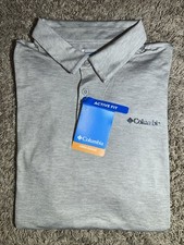 NEW Men's Columbia Lakefront Trail II Light Gray Polo Shirt Size Large MSRP 45