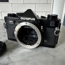 Olympus OM-2N SLR Film Camera Body Black OM2N AS IS Crack In Mirror Dent Base