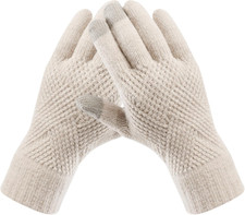 Womens Winter Gloves Fleece Lined Touchscreen Knit Warm Stretch Elastic Cuff